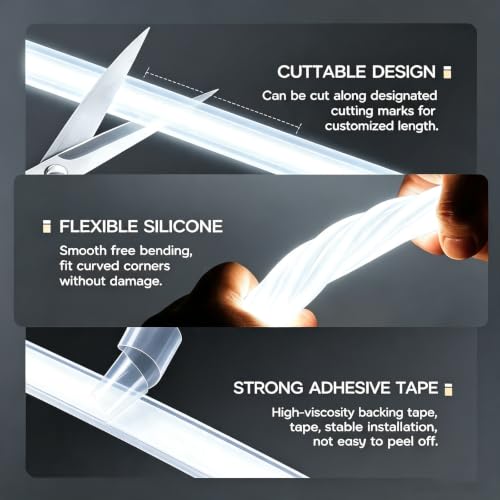 Image of iNextStation 32.8FT Neon LED Light Strip 6500K White with Dimmer and Plug
