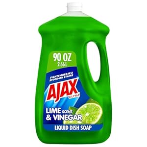 Ajax Ultra Liquid Dish Soap Vinegar and Lime Scent, Sparkling Clean Dishes, 90 oz Bottle