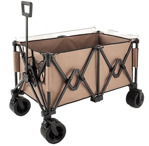 Faltbar Handwagen Bollerwagen Transportwagen Outdoor Folding Utility Wagon Outdoor Camping Trolley Tragbarer Handwagen Mit Bremse, Garten Utility Truck Faltbollerwagen Faltwagen Strandwagen(C)