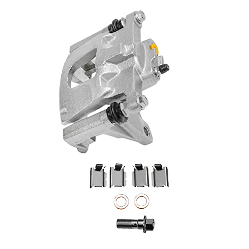 Image of Detroit Axle - Rear Brake Kit for 2007-2017 Jeep Wrangler Drilled & Slotted Brake Rotors Driver Side Brake Caliper Replacement [12.44 inch inch Rotor]