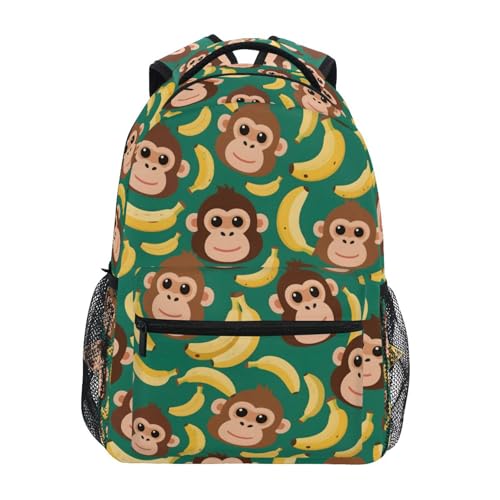 Orangutan Monkey Banana Backpack for School Boys Girls Adults Kids Bookbag Laptop Bag 18L