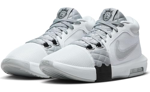 Nike Men's Lebron Witness VIII Basketball Shoes, White Black Grey White Black Lt Smoke Grey, 8 UK