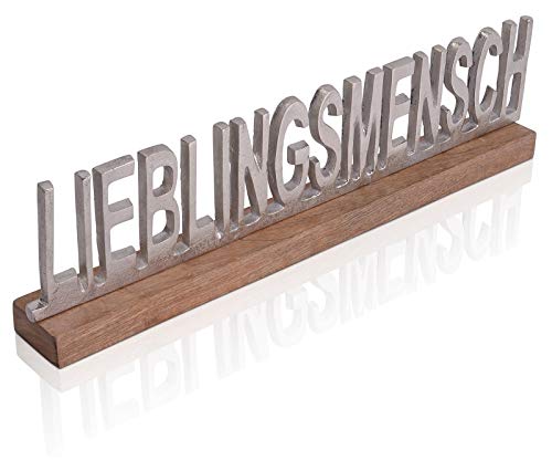 CHICCIE Deko Schriftzug Lieblingsmensch Silber Auf Mango Holz - Aufsteller Cover