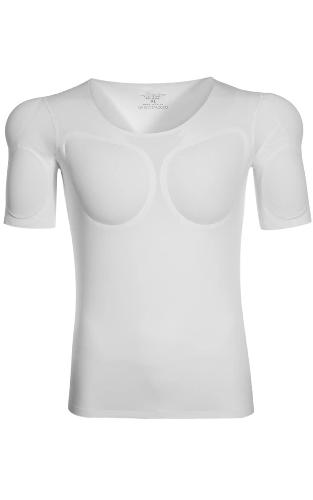 Muscle Body Shirts Padded Men Fake Deltoid Biceps Underwear Stretch Invisible Low Collar Undershirts