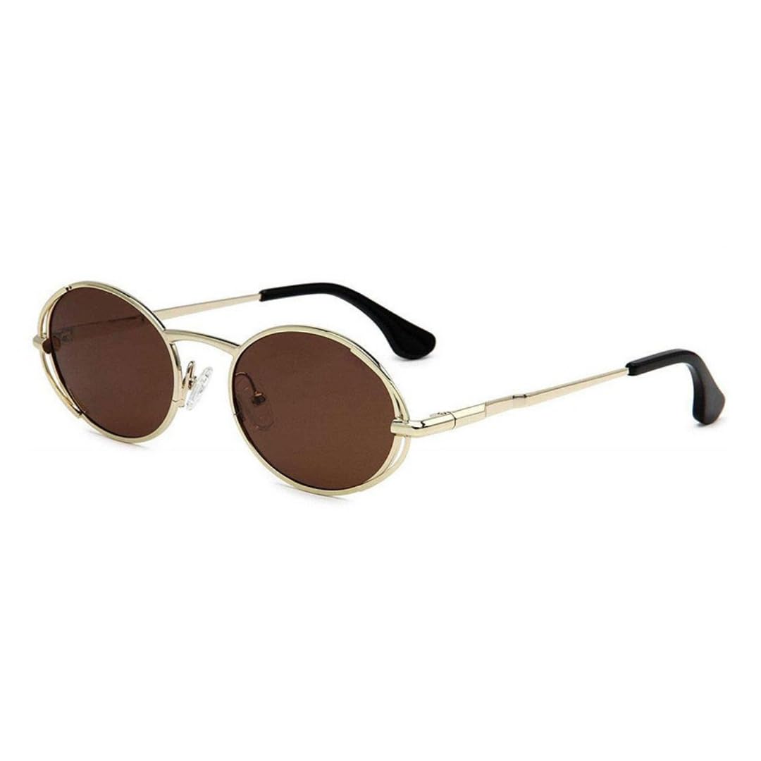 Gafas de sol punk polarizadas de moda, ovaladas, estilo conducción, metal, UV400, para exteriores.