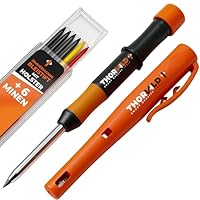 THORVALD Robuster Zimmermannsbleistift mit Holster, 7 Minen & Spitzer - Tieflochmarker Druckbleistift für Handwerker - Perfekt für Baustelle, Holz, Metall & Beton