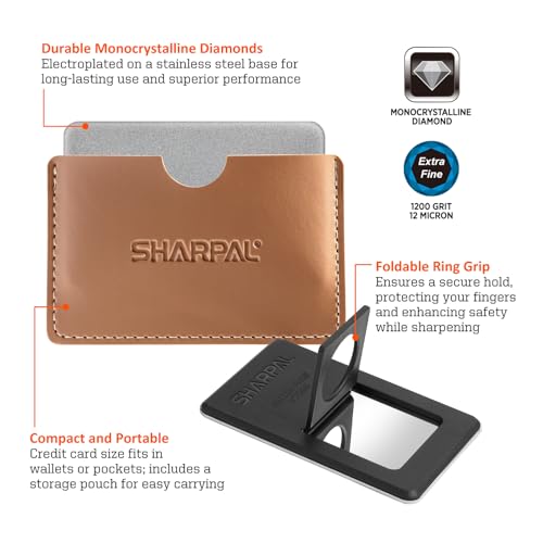 SHARPAL 115N Credit Card-Sized Diamond Sharpening Stone, Extra Fine 1200 Grit Pocket Knife & Tool Sharpener, Portable and Convenient for On-the-Go Use