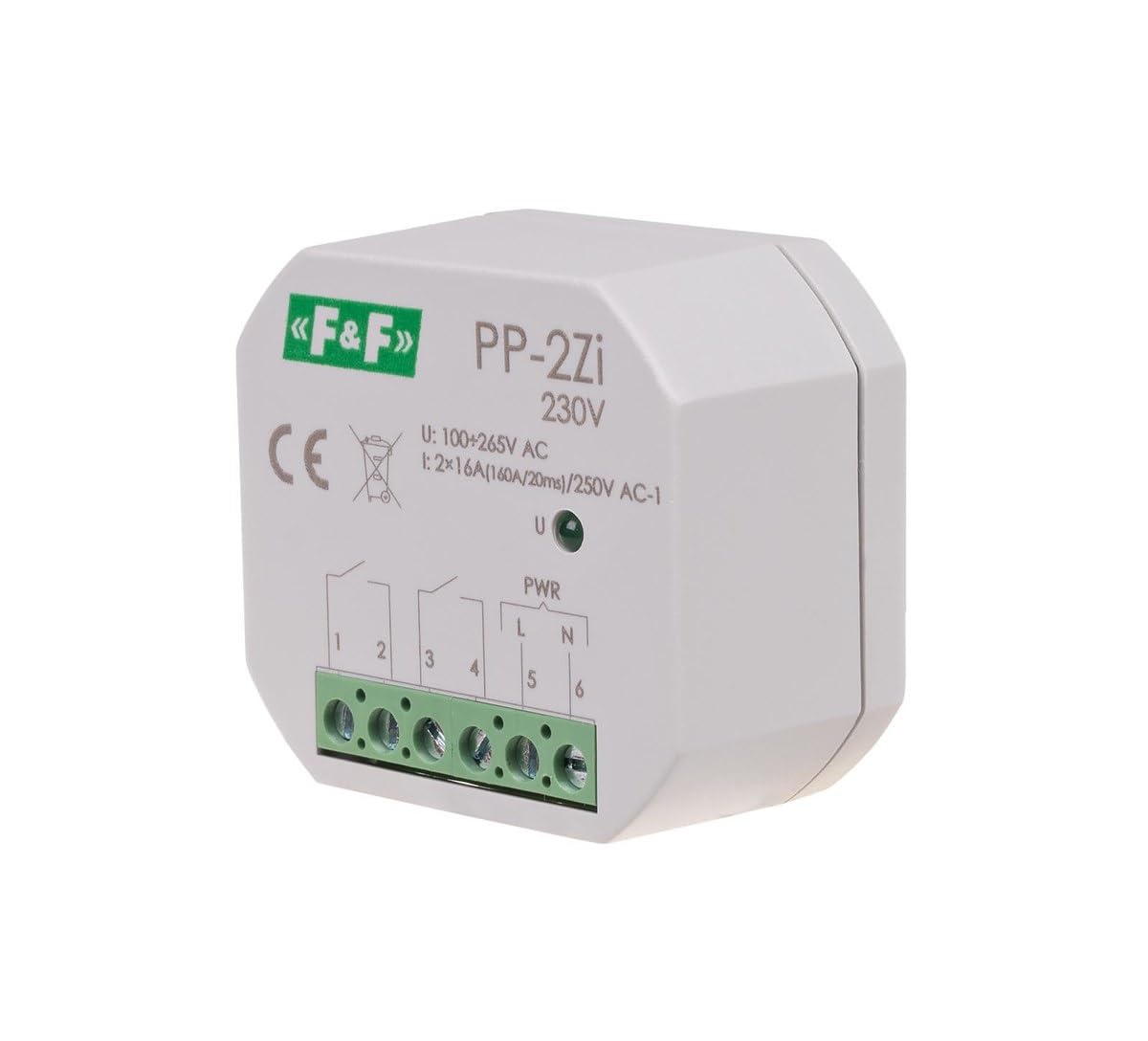 Elektromagnetische Relais 2Z 16A 100-265V AC (160A/20ms) PP-2Zi-230V f&f 5908312598572