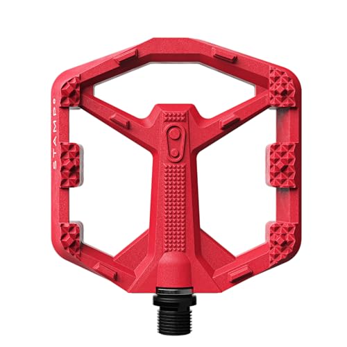 Crankbrothers Stamp 0 Pédales Plates pour VTT et BMX, Corps Composite léger, Grip amélioré avec 12 Broches, Rouge, Taille S