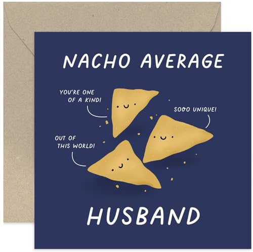Old English Co. Funny Birthday Card for Husband - 'Nacho Average' Birthday Card for Him - Hilarious Food Wedding Anniversary Card for Husband | Blank Inside Envelope