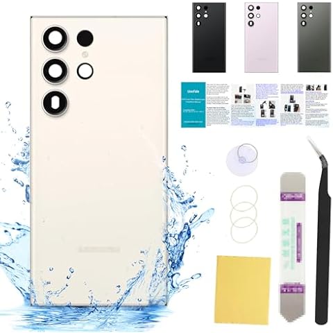 UooFide Compatible for Samsung Galaxy S23 Ultra Back Glass Cover Replacement 6.8-Inches SM-G918 All Carriers with Installation Manual + Repair Tool Kit (Cream) Cover