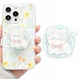 Design chaton mignon: Design chaton translucide et doux avec un nœud papillon rose pâle, frais et adorable, ajoute une esthétique réconfortante à vos appareils électroniques