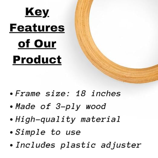Image of i5Mart 18 Inch Wooden Aari Work Frame (Round) - Premium 3-Ply Maggam & Zardosi Embroidery Hoop - Adjustable Plastic Tension Screw - Perfect for Blouse Necklines, Bridal Projects, Hand Embroidery & Craft. (Value Duo Pack (18 Inch x 2))