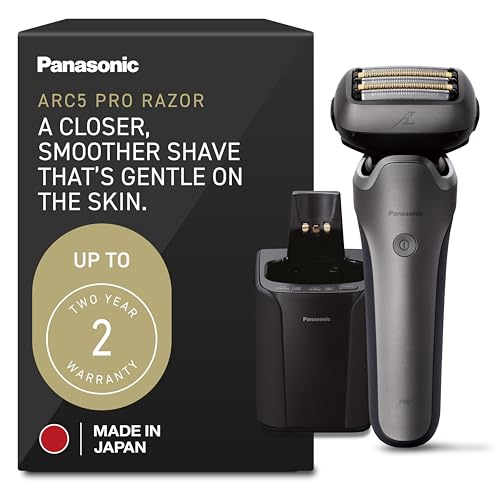 Image of Panasonic ARC5 PRO Electric Razor for Men, Wet /Dry 5-Blade Foil Shaver for Thick Beard & Stubble, 20D Flexible Head, Pop-Up Trimmer with Automatic Cleaning + Charge System - ES-L580WS