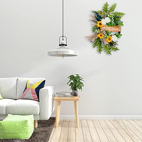 Soosubel Spring Wreaths For Front Door, 22 Inch Sunflower Wreath For Summer,Welcome Wreath For Farmhouse #TOP6