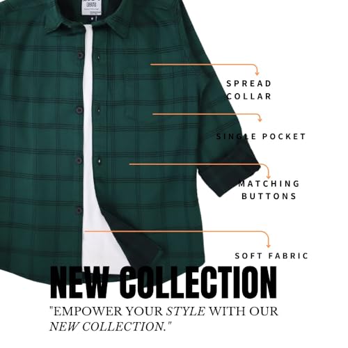 Image of Rocket Science Boy's Casual Regular-Fit Cotton Checked Long Sleeves Shirt.