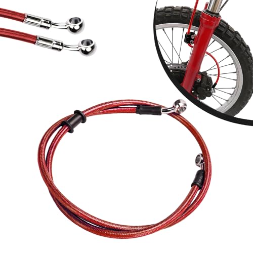 Latiguillo Freno Moto 70cm,Tubo Manguera Embrague Freno Hidráulico Reforzado para Motocross Enduro Dirt Bike-Rojo