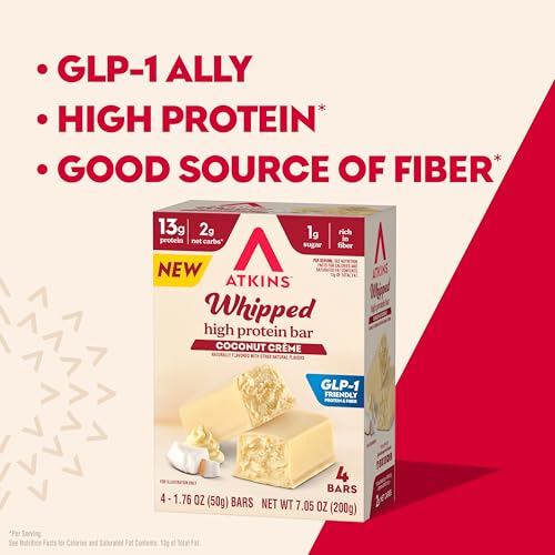 Image of Atkins Whipped Bars, Creamy Coconut Flavor, 13g Protein, 24 Count