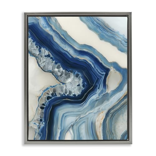 Sea Colored Stones Geode Abstract, 24 x 30 Inch Canvas in Floater Frame