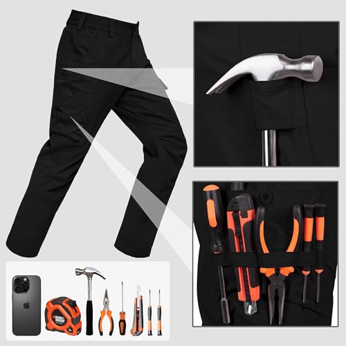 Men's Cargo Tactical Pants Stretch Waistband Water Resistant Ripstop EDC Hiking Pants4