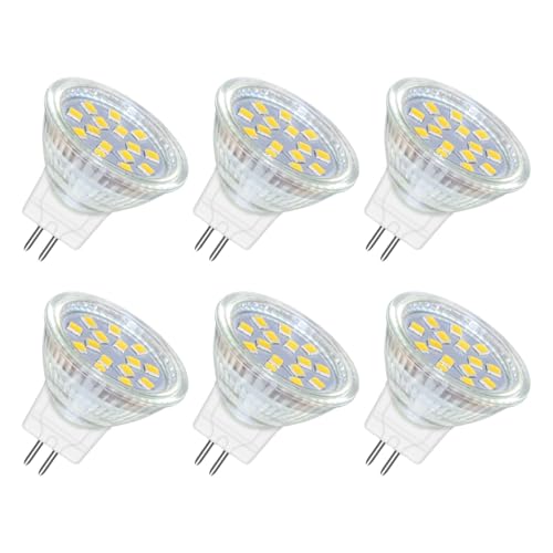 Akynite MR11 GU4 2W LED Cool White 6000K, 35mm Small Size, 250LM, AC DC 12V-24V, 120° Angle with Glass Cover