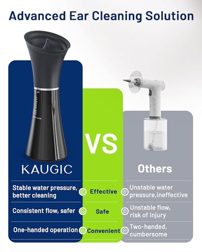 upgraded ear wax removal with one-piece waste tank safe cleaner with water temperature sensor effective ear irrigation kit amp usb-a to c cable ipx7 black