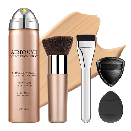 AOAZXBB Air Brush Makeup Foundation Lightweight Breathable Spray Foundation Makeup for Mature Skin-02 Beige