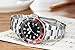 FANMIS Mens Luxury Watches Rotatable Bezel Sapphire Glass Luminous Hand Quartz Silver Tone Stainless Steel Watch (Black Red)