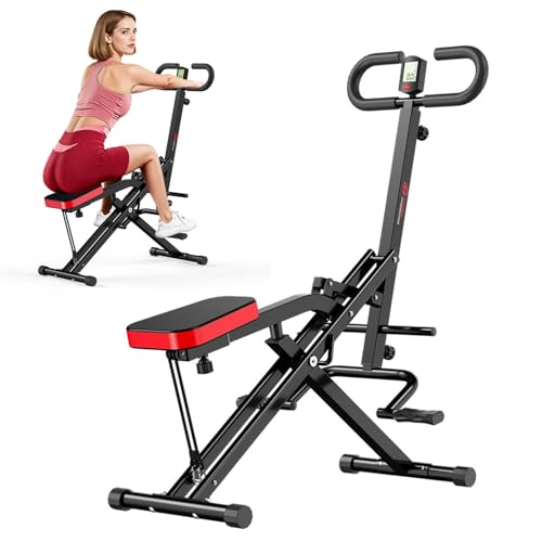 GartistGo Máquina de Sentadillas Plegable para Entrenamiento en Casa, Asistente Row-N-Ride, Carga Máxima 165 kg, AB Booster para Abdomen, Aparato de Fitness Plegable, Montaje 10 Min,