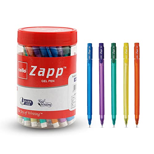 Image of Cello Aspro Mavro Ball Pen | Black Ball Pen | Pack of 50 Zapp Gel Pen | Jar of 25 Gel Pens | Gel Pens Blue