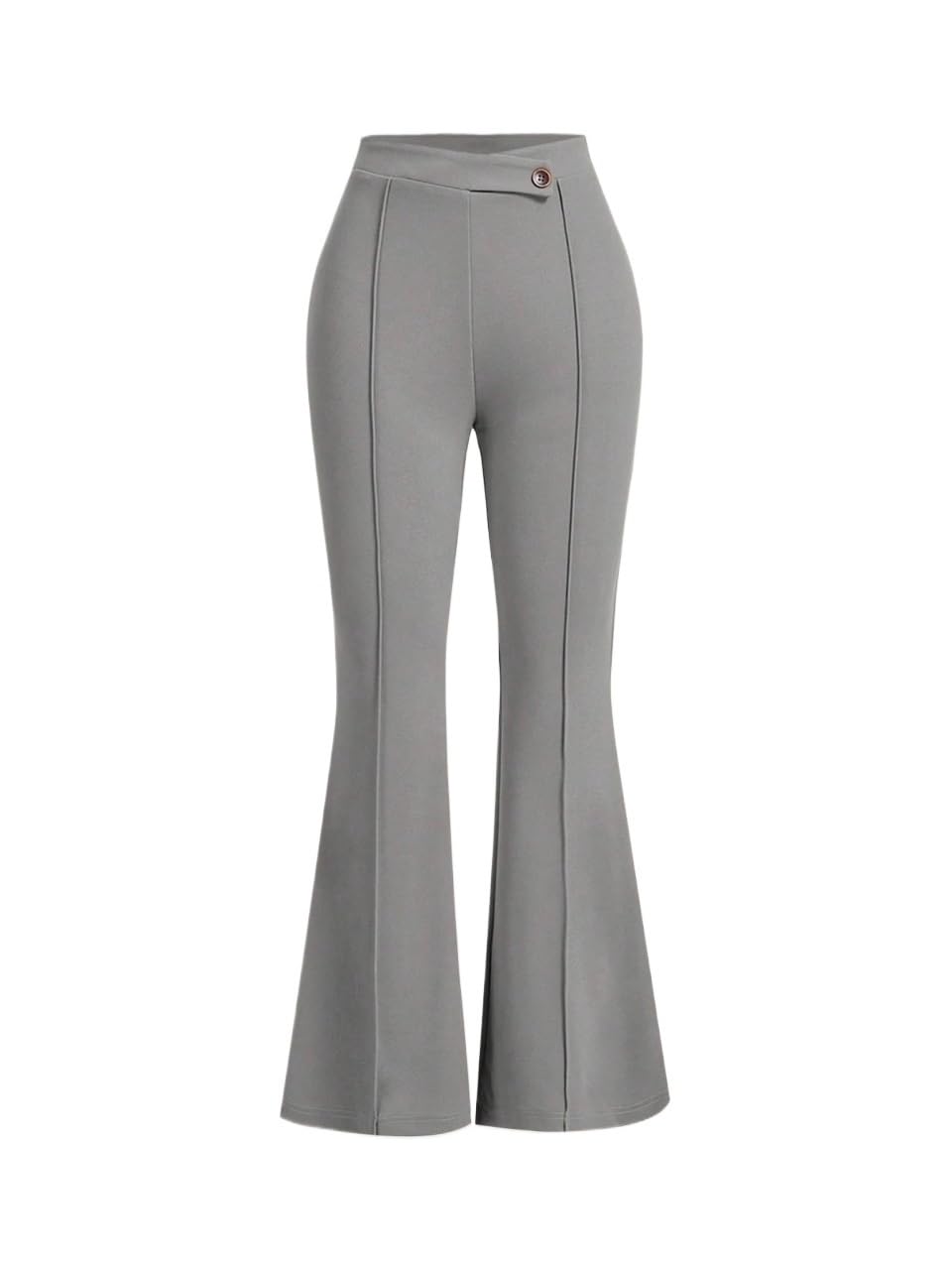 Womens Fall Elegant High Waist Leg Pleats Pants Trousers Gray