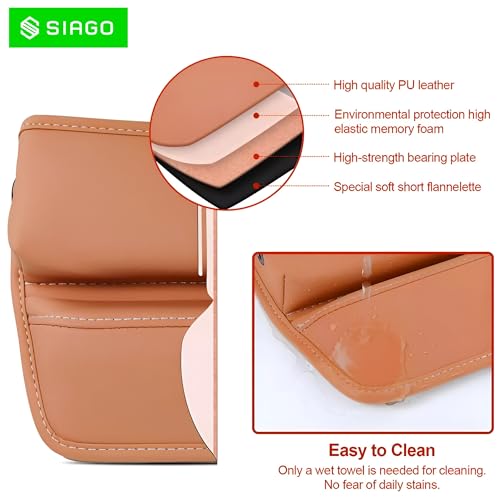 Image of SIAGO Car Seat Gap Filler Organizer | Premium PU Leather Storage Box for Phone | Car Accessories for Keys, Cards & Coins | Universal Fit for Cars, SUVs & Trucks (Tan) (SIA133)