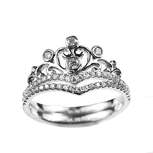 Topind Collection 0,3 carat Charles et or 18 K Diamant rond pour femme mariée Bague de fiançailles bague double Ensemble de Cover