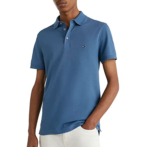 Tommy Hilfiger Herren Poloshirt Kurzarm 1985 Slim Slim Fit, Blau (Blue Coast), S