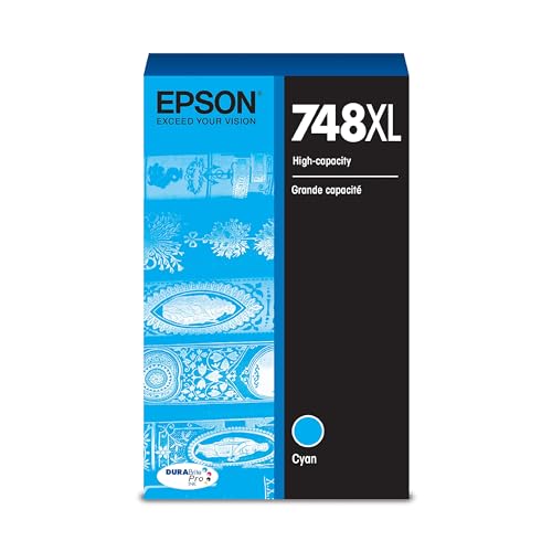 Cartouche d'encre Cyan Epson 748 DURABrite Pro T748XL220 haute capacité pour imprimante jet d'encre