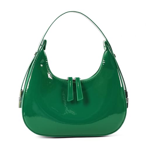 Image of Y2K Moon Bag Women's Crescent Shoulder Bag Retro Handbags Top Handle Patent Leather Cute Small Underarm Bag