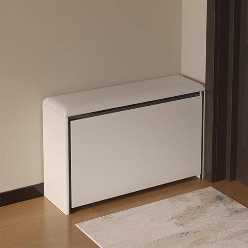 Banc de rangement à chaussures compact avec porte et assise capitonnée pour chambre - 5