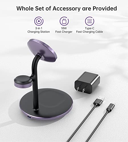 Image of XooFly 3 in 1 Magnetic Wireless Charging Station for Apple Devices,15W