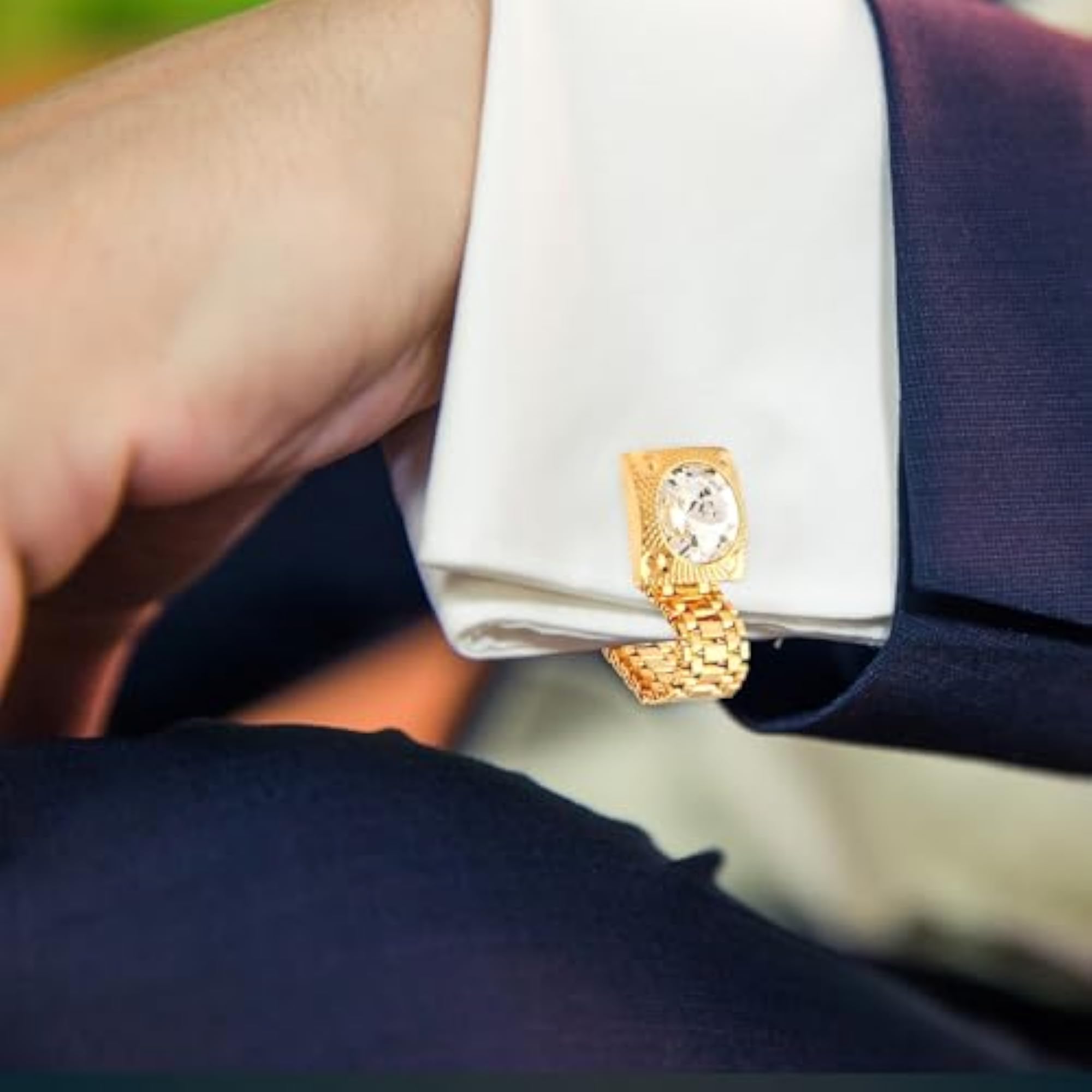Cufflinks for Men - Blue Formal Stainless Steel Diamond