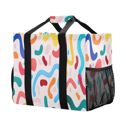 Color Waterproof Tote Bag,Multi-Purpose Kitchen Reusable Grocery Bags, Travel, Beach & Laundry Organizer 15.4 X 9.8 X 12.8 inch2