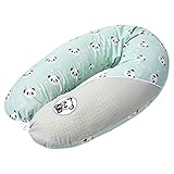 [page_title]-Sei Design Bezug für Stillkissen, Stillkissenbezug XXL 190 x 30 cm mit Reißverschluss und hochwertiger Stickerei, 100% Baumwolle (Panda-mint)