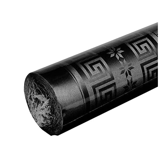Pro Nappe - Ref R485034I - Mantel de Papel Damasco desechable en Rollo 50 M de Largo X 1,20 M de Ancho - Color Negro - Papel Damasco con Estampado Universal Chic y clásico