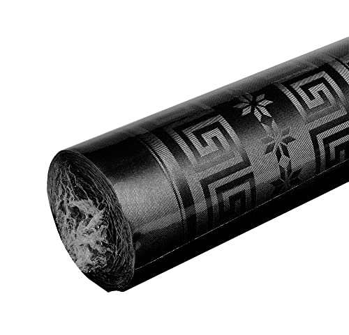 Pro Nappe - Ref R485034I - Mantel de Papel Damasco desechable en Rollo 50 M de Largo X 1,18 M de Ancho - Color Negro - Papel Damasco con Estampado Universal Chic y clásico