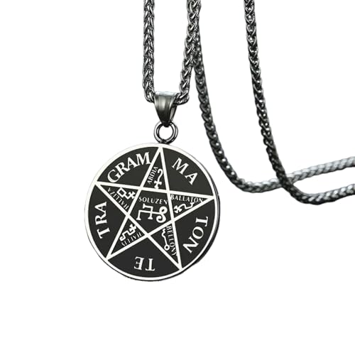 Colliers punk tétragramme homme en acier inoxydable pendentif Salomon