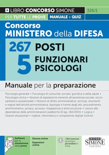 Concorso Ministero della Difesa 267 Posti - 5 Funzionari Psicologi - Manuale per la preparazione