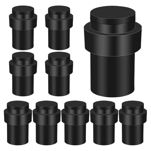 JNJOOD 10 Piezas de Puerta Cilíndrico para Montaje en Suelo de Puerta de Suelo de Goma de Puerta Negro Protección de Pared Parte Inferior de la Puerta