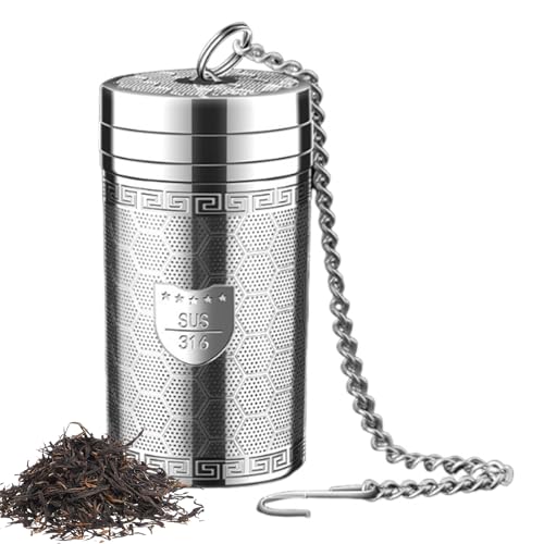Infusores para té suelto, filtros para té de acero inoxidable 316 de malla extra fina, difusor de hojas sueltas, soporte para té con gancho y cadena extendida y bandeja antigoteo