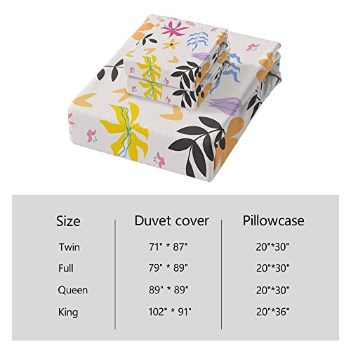 Xynhml Floral Twin Duvet Cover Set Botanical Kid Bedding Set 3Pc Cartoon Flower Leaf Printed Comforter Cover Set For Girls Adults Room Decor,1 Quilt Cover 2 Pillow Cases No Comforter #TOP5