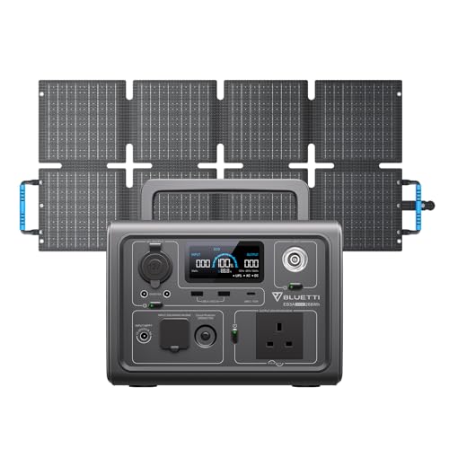 BLUETTI Solar Generator EB3A with 60W Solar Panel Included, 268Wh Portable Power Station w/ 2 600W (1200W Surge) AC Outlets, LiFePO4 Battery Backup for Outdoor Camping, Trip, Power Outage