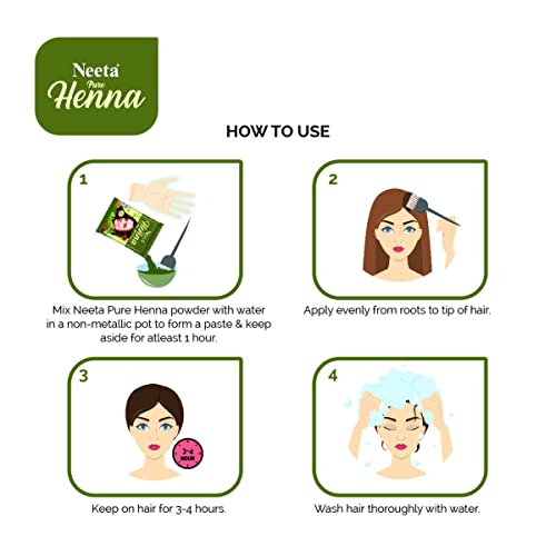 Image of Neeta Pure Henna Powder for Hair with 9 Natural Herbs, 100% Chemical-Free Henna Mehndi for Soft, Shiny, and Healthy Hair, Grey Coverage, 125g (Pack of 3)